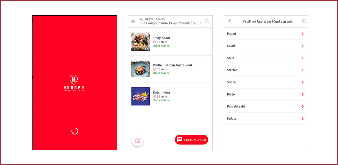Hunger App (Food Delivery App)