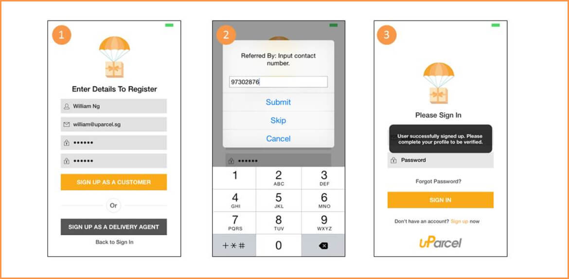 UParcel (Parcel Delivery App)
